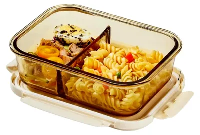 Produktbild von Mikrowellengeeignete Glas-Brotdose mit 3/2/0 Fächern und Thermotasche