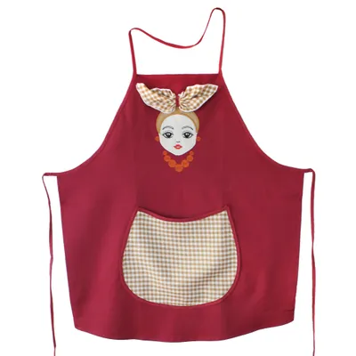 Produktbild von Schürze Damen Matroschka ukrainische Kochschürze Solocha gesticktes Gesicht Applikation Apron