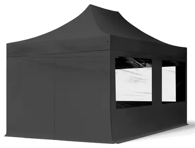 Produktbild von TOOLPORT 3x4,5m Stahl Faltpavillon, inkl. 4 Seitenteile, schwarz