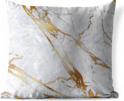 Produktbild von MuchoWow® Outdoor Kissen - Marmor - Muster - Gold - 50x50 cm - Wetterfest - Lounge Kissen - Komfortabel - Kissen mit Bild