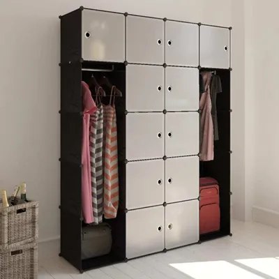 Immagine prodotto di vidaXL Armadio modulare a 14 scomparti bianco/nero 37x146x180,5 cm