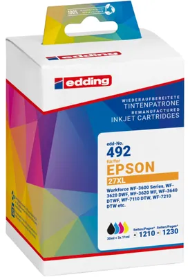 Zdjęcie produktu dla Edding EDD-492, Czarny, Cyjan, Purpurowy, Żółty, 30 ml, 11 ml, 4 szt., 1210 stron(y), Multipak