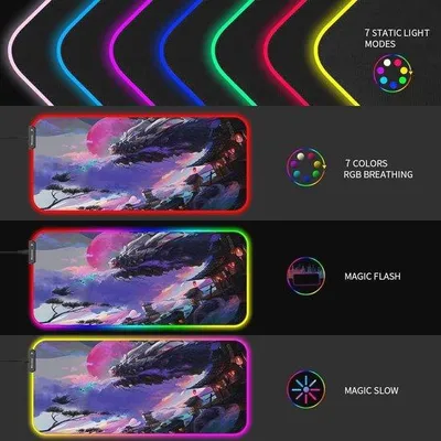 Productafbeelding van Famanu RGB Gaming Muispad - XL formaat, 800 x 300 mm, 10 verlichtingsmodi