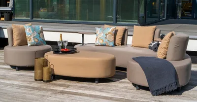 Produktbild von Gartenlounge-Set >Calidad< (4er-Set) 2 Sofas 212/135x78x89cm,Sessel Ø89x78,Hocker 122x40x70cm