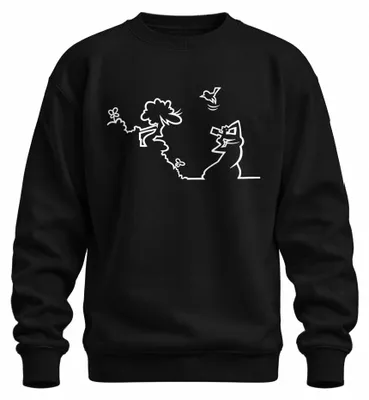 Imagen del producto de Sudadera con cuello redondo, diseño "Linea Balum Strichmännchen" de Osvaldo Cavandoli, estilo dibujo animado, color , talla M