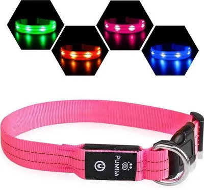 Obrázek produktu pro Vodotěsný, přes USB dobíjecí, blikající obojek, růžový, velikost S