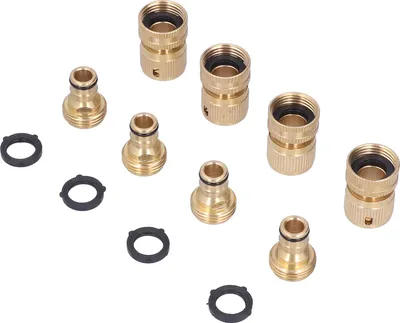 Image de 4 raccords rapides en laiton pour tuyaux d'arrosage, raccords filetés et connecteurs pour tuyaux d'arrosage GHT 3/4 pouce