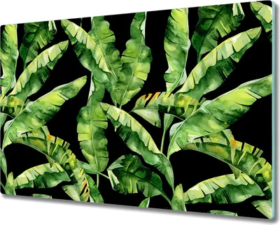 Produktbild von Glas Schneidebrett Herdabdeckplatten Schneideplatten - 80x52 cm - tropisches Blatt