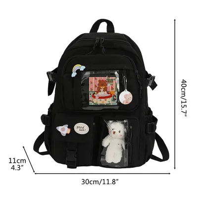 Zdjęcie produktu dla Plecak Kawaii, plecak z akcesoriami Cute Bear, japoński plecak szkolny, plecak szkolny z wieloma kieszeniami, plecak o dużej pojemności