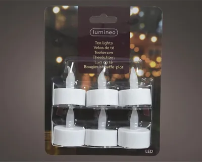 Immagine prodotto di LUMINEO Tealight LED in plastica per interni 482264 Batteria 6 pezzi bianco