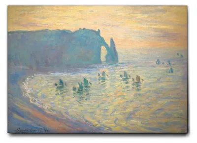 Image de Giallobus - Panorama des falaises - Claude Monet - 50L x 35l cm - Tableau - Toile à cadre standard