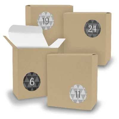 Produktbild von Adventskalender zum Füllen 24x Quader BRAUN + Sticker V08 Z25