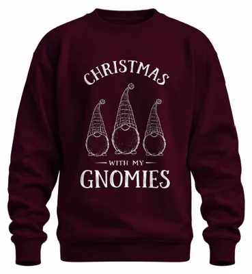 Immagine prodotto di Natale con i miei Gnomi Natale Gnomo Gnomo Unisex Felpa Pullover, Borgogna, XXL