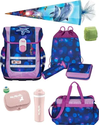 Produktbild von McNeill Schulranzen Mädchen 1. Klasse 10-tlg. Set Ergo Complete OCEAN mit Sporttasche und Schultüte 85cm