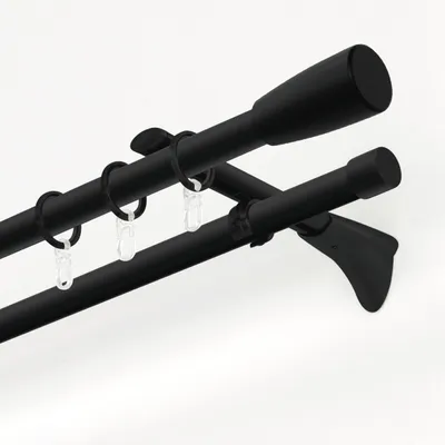Produktbild von GARDINIA Universal Wandträger, Inkl. Ring- und Kreuzadapter, Wandhalter, Für Gardinenstangen Ø 20 mm, Serie Chicago, Metall, Schwarz-matt