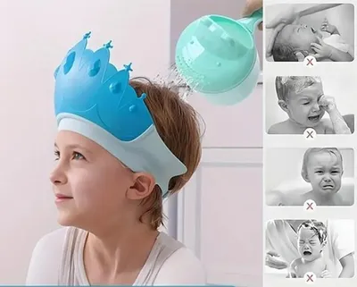 Produktbild von GKA Dusche Krone Schutzhaube für Kinder blau Duschhaube Duschschutz kein Wasser Shampoo in den Augen keine Tränen