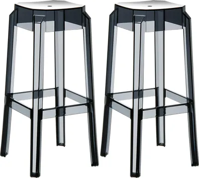 Produktbild von 2er Set Barhocker NUMIR - Kunststoff Schwarz 36x36x75 cm | Barstuhl Tresenhocker Tresenstuhl Kneipenhocker Kneipenstuhl