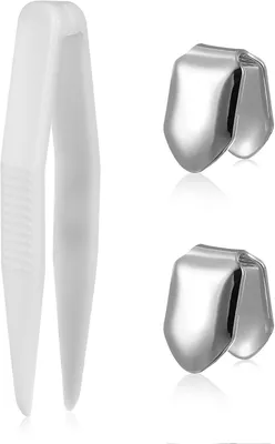 Productafbeelding van Healifty vergulde zilveren grill Hip Hop Top - Set van 2 - Tand enkele grilldop voor de mond (zilver)