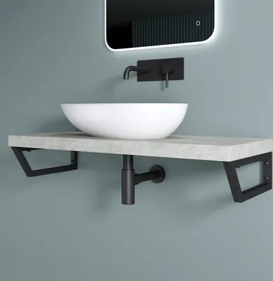 Image de doporro 2 Pièces Équerre de Fixation Noir Plan de Toilette Étagère Tablette Murale Porte-Serviette en Acier Inoxydable 43x2,5x15cm WH04