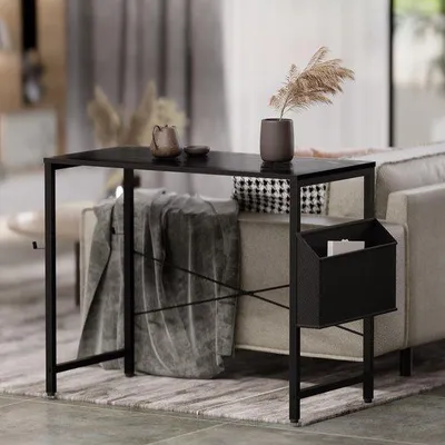 Produktbild von Unyqoos® Kompakt-Schreibtisch 80 x 40 cm – platzsparender Schreibtisch mit Seitentasche & Kopfhörerhaken, stabiles Metallgestell für Home-Office/Studenten