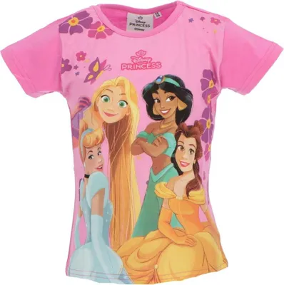 Obrázek produktu pro Dětské tričko Disney Princess s bavlněným potiskem a krátkým rukávem velikost 5 let růžová