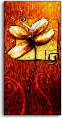 Produktbild von Küchenuhr Bürouhr Leinwand Uhr Geräuschlos 30x60 Gemälde Abstrakte Blumen Kunst - weiße Hände