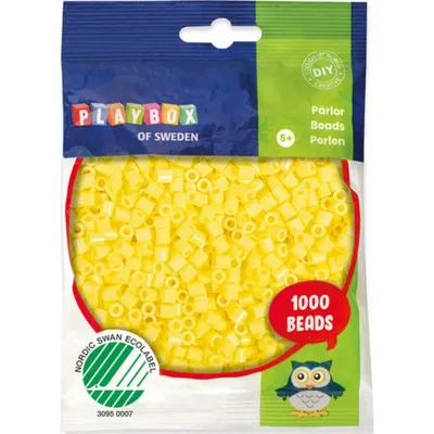 Produktbild von PLAYBOX Aufbü gelbare pastellfarbene Perlen - gelb 1000St.