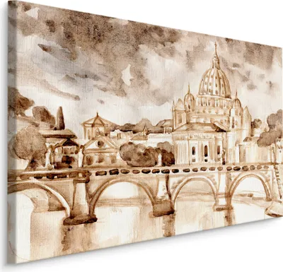 Zdjęcie produktu dla Obraz na płótnie akwarela miasto Rzym Dekoracja do Sypialni z. modnym efektem 3D 40x30cm