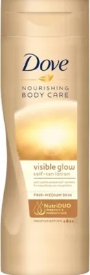 Imagen del producto de Dove, Vesible Glow, Loción iluminadora para pieles de tono medio a oscuro, 400 ml