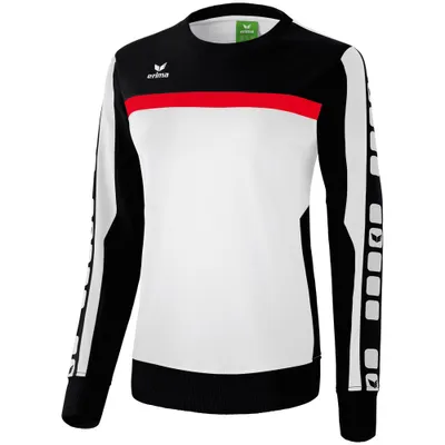 Produktbild von Erima CLASSIC 5-CUBES Baumwollsweat Damen weiß/schwarz/rot 40
