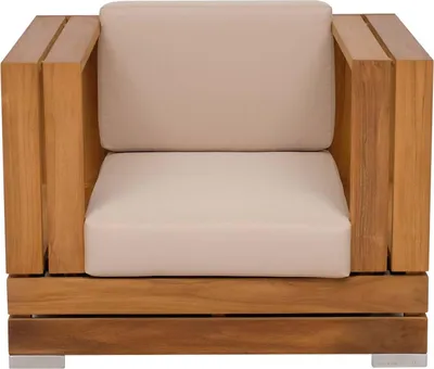 Produktbild von Loungesessel Korsika aus Teak mit Armlehnen und Auflagen von Teako Design