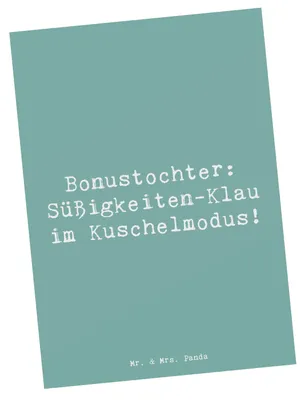 Produktbild von Mr. & Mrs. Panda Ansichtskarte Spruch Bonustochter Überraschungen - Meeresbrise - Geschenk, Postkarte, Stieftochter, humor, Fotokarte, Patchworkfamilie, Familienleben