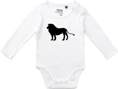 Produktbild von Huuraa Baby Body Löwe Silhouette 62 White  Baumwolle Fairtrade Langarmbody Geschenkidee