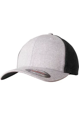 Produktbild von FLEXFIT 6311 | Flexfit Melange Mesh Cap, Schwarze Schirmunterseite - Farbe: Heather Grey/Black - Größe: One Size