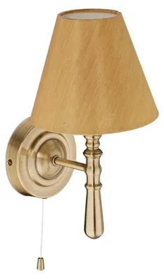 Immagine prodotto di Lampada da parete Relaxdays con paralume, per interni, interruttore a cordicella, per corridoio e soggiorno, E14, tessuto, metallo, A x L x P: 28 x 16 x 19 cm, ottone