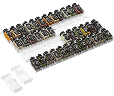 Immagine prodotto di Organizzatore per spezie, cassetto, 48 pezzi, contenitore trasparente per la cucina, design patchwork