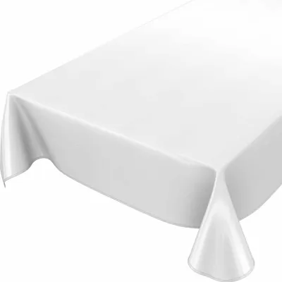 Wachstuchtischdecke weiß wasserabweisend 140 x 140 cm eckig Bandkante, Hauptbild