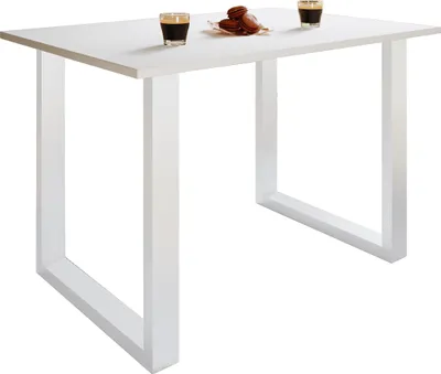 Immagine prodotto di Tavolo in legno | H. 76 x W. 110 x T. 80 cm | poggiapiedi di alta qualità e solido | Piedi in ferro | Tavolo da cucina - Xona U