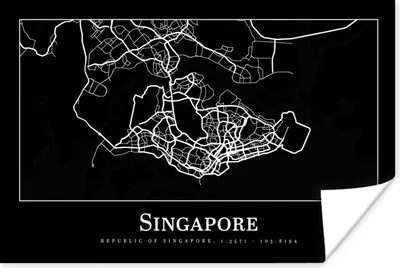 Produktbild von MuchoWow® Poster Singapur - Karte - Stadtplan 30x20 cm - Plakate - Print