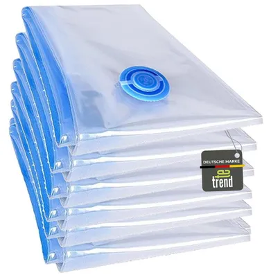 Vakuumbeutel XXL 6 Stück transparent 100x70 cm für Kleidung & Bettdecken