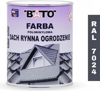 Obrázek produktu pro Polyvinylová střešní barva BATO RAL 7024 šedá 0,8 l