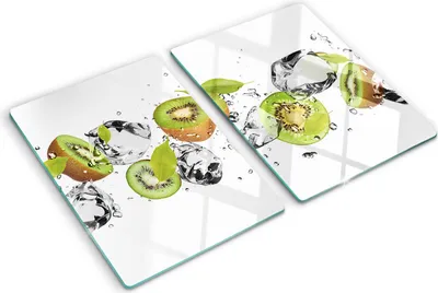 Imagen del producto de Cubierta para placa de cocina – Cubierta para placa de inducción – Placa de vidrio protectora – 2x40x52 cm – Placas de vidrio protectoras para cocina – Vidrio templado – Kiwi y agua