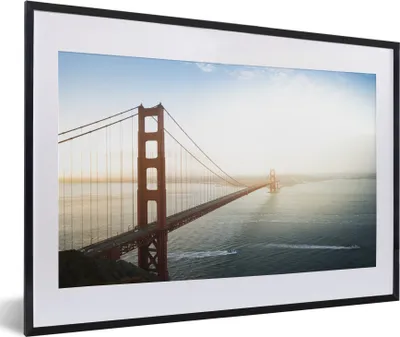 Produktbild von MuchoWow® MuchoWow® Gerahmtes Poster Morgennebel an der Golden Gate Bridge in Kalifornien 60x40 cm - Poster mit zchwarzem Bilderrahmen - Schlafzimmer - Plakat in Rahmen - Drucken