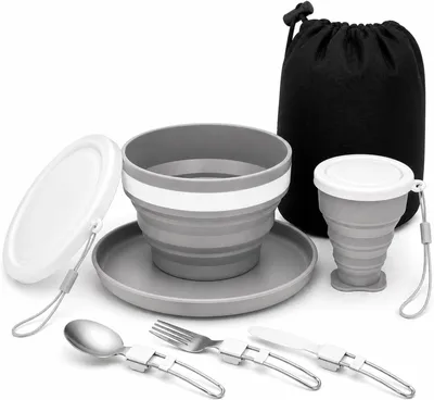 Produktbild von Camping Geschirrset, 6-in-1, Edelstahl, für Camping