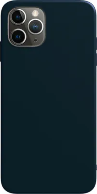 The back of a dark blue phone case is shown against a white background.