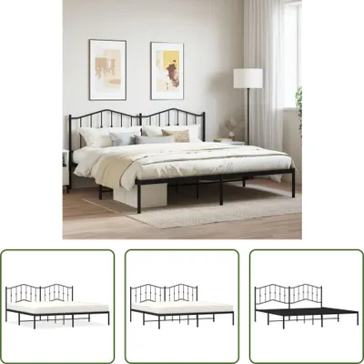 Produktbild von The Living Store Bettgestell mit Kopfteil Metall Schwarz 193x203 cm