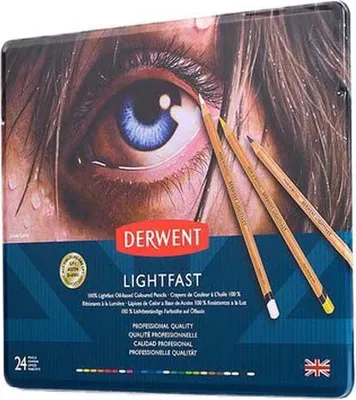 Immagine prodotto di Pastelli a olio DERWENT Lightfast, 24 pezzi in scatola di metallo