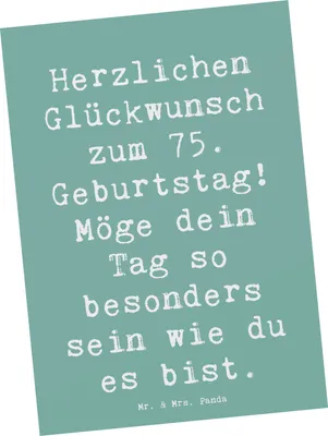 Produktbild von Mr. & Mrs. Panda Postkarte Spruch 75. Geburtstag Glückwünsche - Meeresbrise - Geschenk, Geburtstagskind, Meilenstein, Ansichtskarte, kunstkarte, strahlend, Postkarten