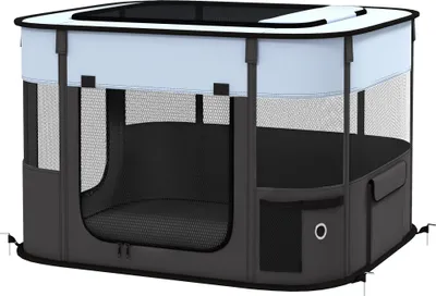 Produktbild von Faltbares Spielgehege für Welpen und Kätzchen, mit Tragetasche, Indoor & Outdoor, Grau