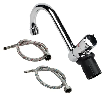 Produktbild von Faltbarer Wasserhahn für Wohnmobile mit 360° Drehung für Warm- und Kaltwasser